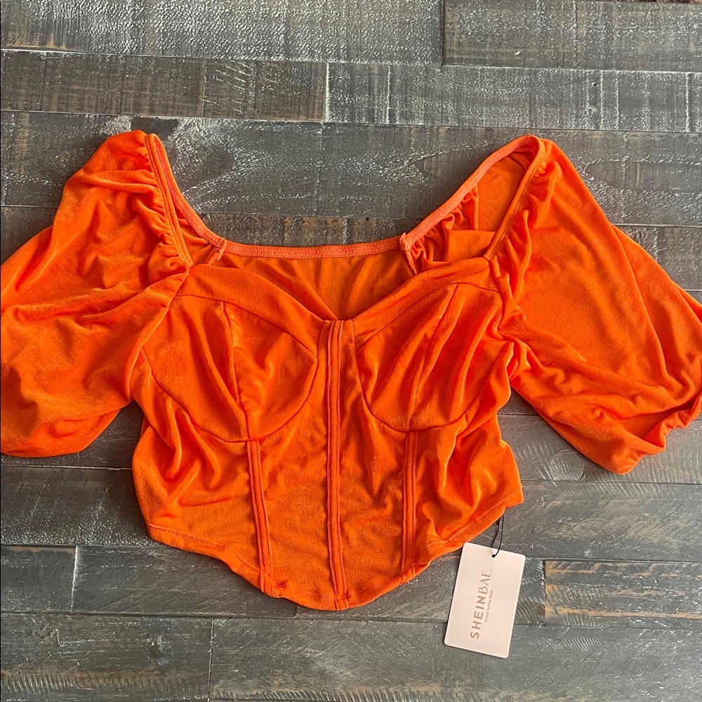 Puff Sleeve Corset Crop Top